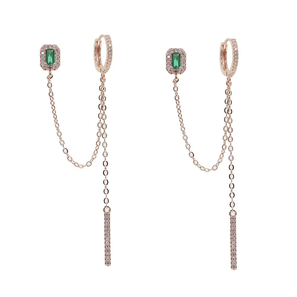 Du kartus auskarai sidabro spalvos rožinė aukso aišku, žalia batono kubinis cirkonis ilgos grandinės kutas auskarai 2020 naujas