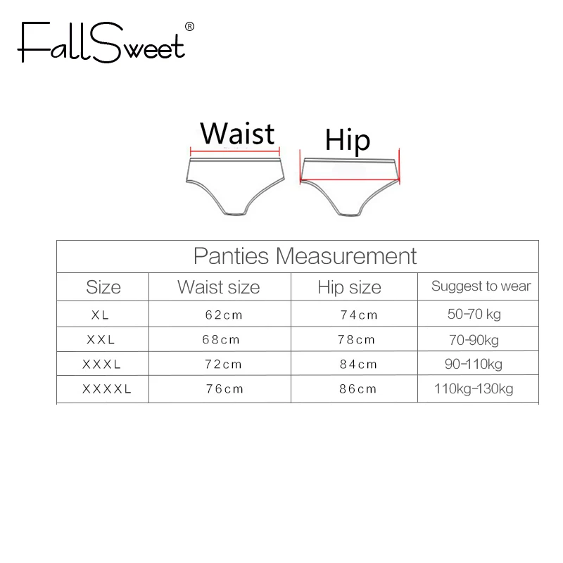 FallSweet 3pcs/Pack! Plius Dydis Moterų Apatinius, Nėriniai apatinės Kelnės Sexy Kelnaitės Moterims XL - 4XL Komfortą apatinės Kelnės