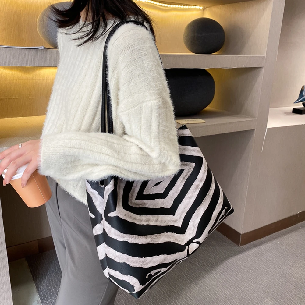 Karšto pardavimo didelis moterų maišas Leopard Zebra Gyvūnų Spausdinti didelės talpos pečių krepšiai kokybės odos Rankinės ponios laukiniai krepšiai maišeliu