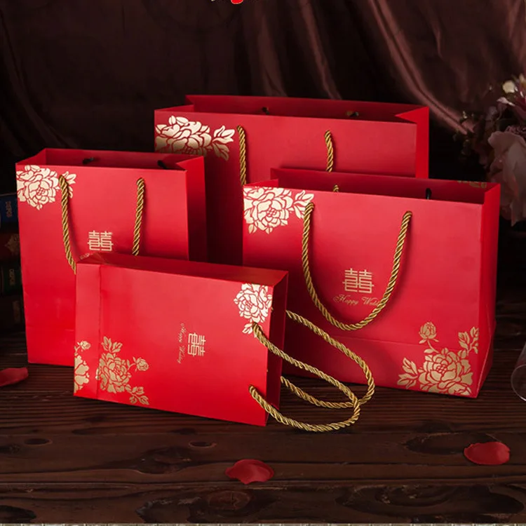 Kinų stiliaus Vestuves Džiaugtis Svečiai saldainių dėžutė dovanų dėžutė Pakuotės Vestuvių Popieriaus dovanų krepšys su Rankenomis cajas de carton