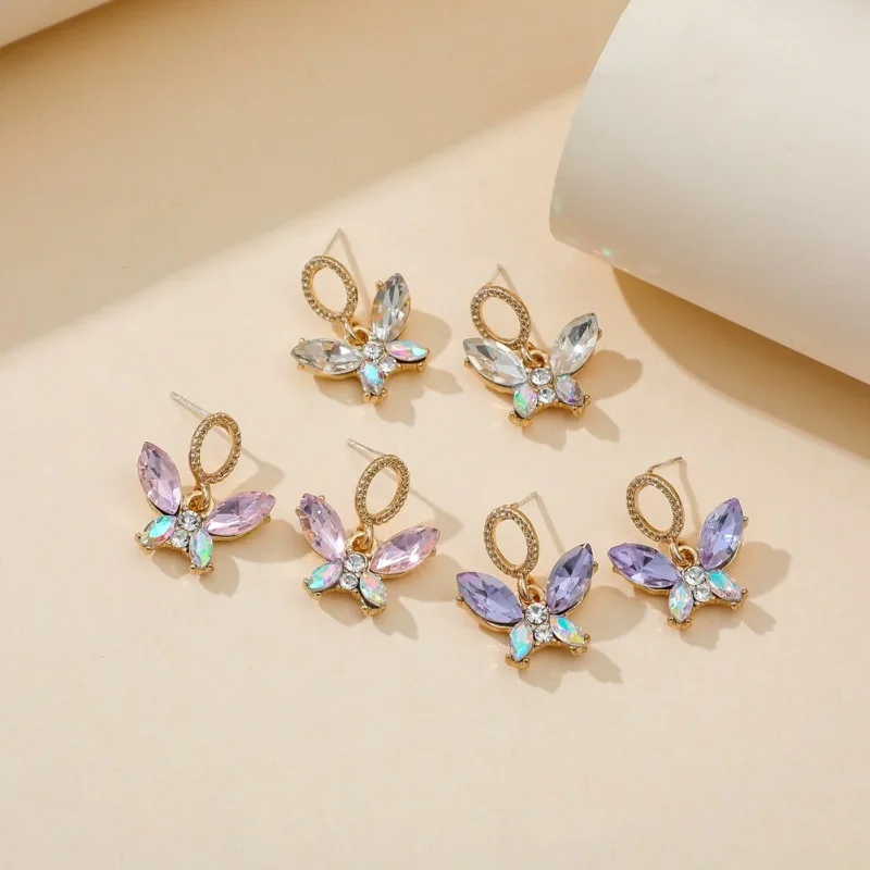 Korėjos Saldus Crystal Butterfly Stud Auskarai Moterų Mados Joker Auskarai 2020 Madinga 925 Silver Needle Merginos Ausies Priedai