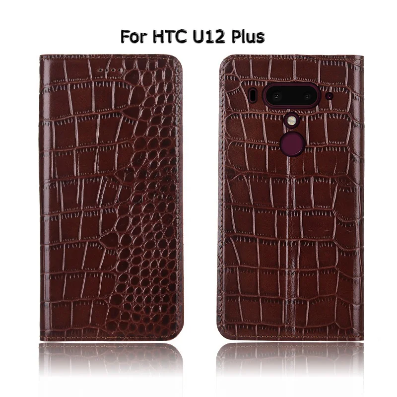 Krokodilas Tekstūros Telefono Case Cover For HTC U11 U12 Life Plus Akis U11+ U12+Originali karvės odos Odos Apversti Stovėti Telefono dėklas, Maišelis