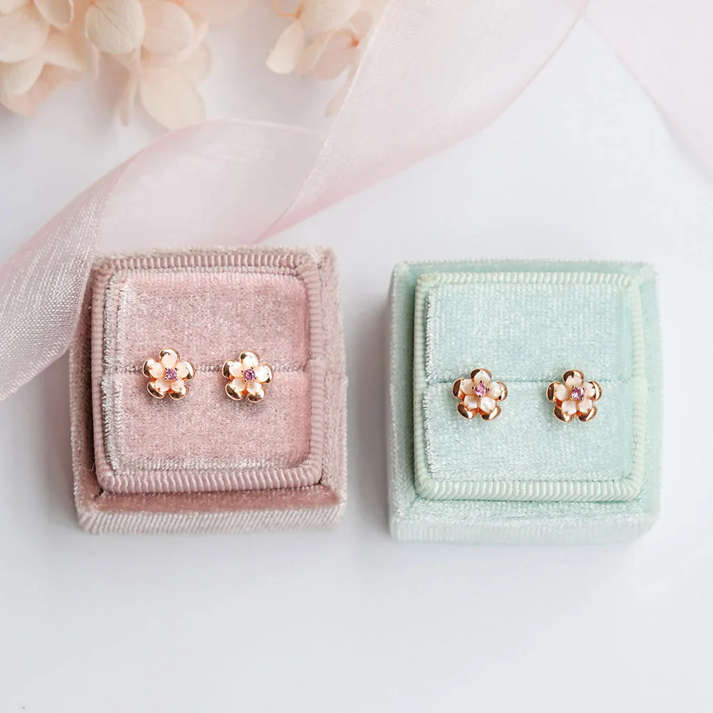 LAMOON Sakura 925 Sidabro Stud Auskarai Girl Moterų Gamtos Pink Shell Mini Gėlių 18K Rose paauksuoti Fine Jewelry LMEI096