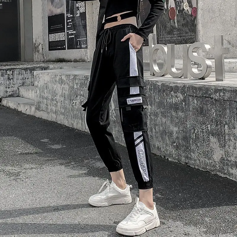 Mados moteris kelnės moterims krovinių aukšto liemens kelnės laisvas kelnes poilsiu moterų sweatpants streetwear