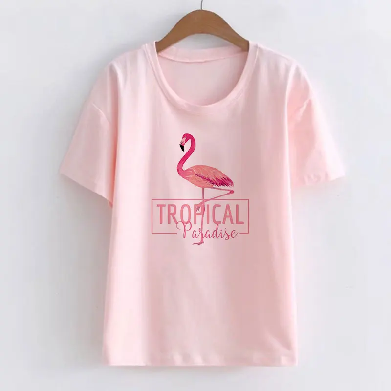 Mielas Flamingo Atogrąžų Rojus Spausdinti Marškinėliai Moterims Harajuku 