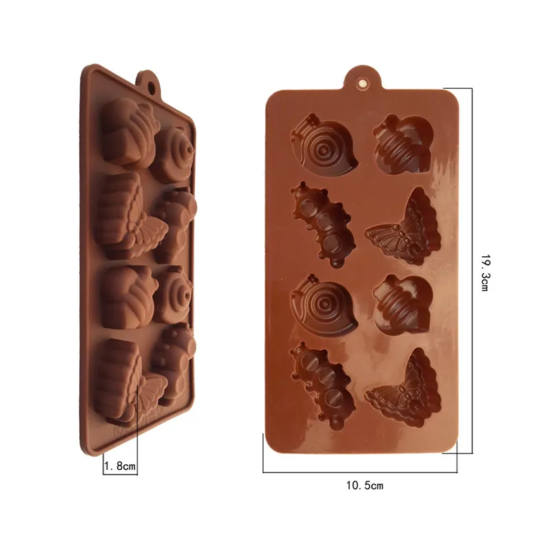 MJ046 Sraigės,Vikšrai,Drugelių Formos Šokolado Pelėsių, Maisto kokybės Silikono Šokolado Pelėsių Silikono Ledo Liejimo Padėklai