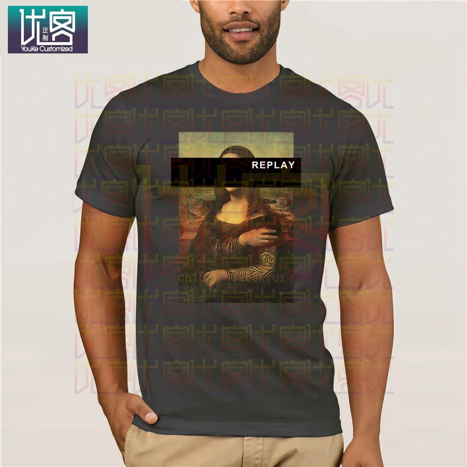 Mona Lisa Daina REPLAY - T-Shirt Atsitiktinis Tees Medvilnės Drabužius T-Shirt Juokinga Tees vatos Pagaliukai T-Shirt Juokinga Tees Medvilnės Marškinėliai