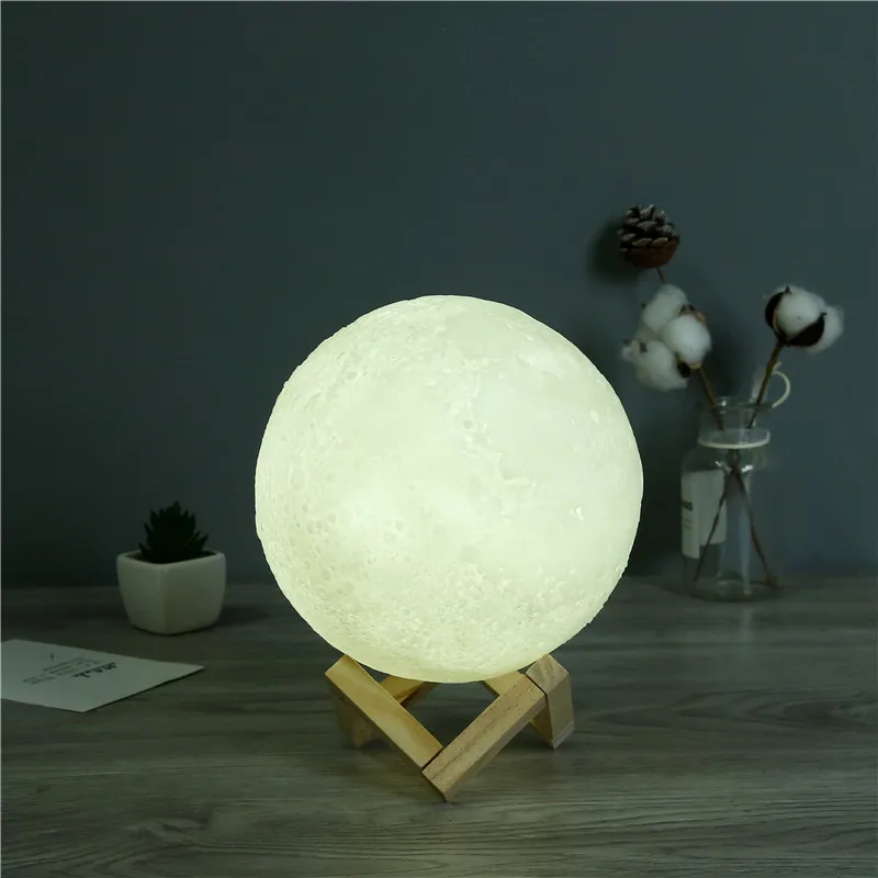 Mėnulio 3D Spausdinimo Naktį Įkrovimo Lemputė 2 Spalvų Kontrolės Lempa 16 Spalvų Nuotolinio Valdymo pulto LED Kalėdų Mėnulis Dovana Lempos