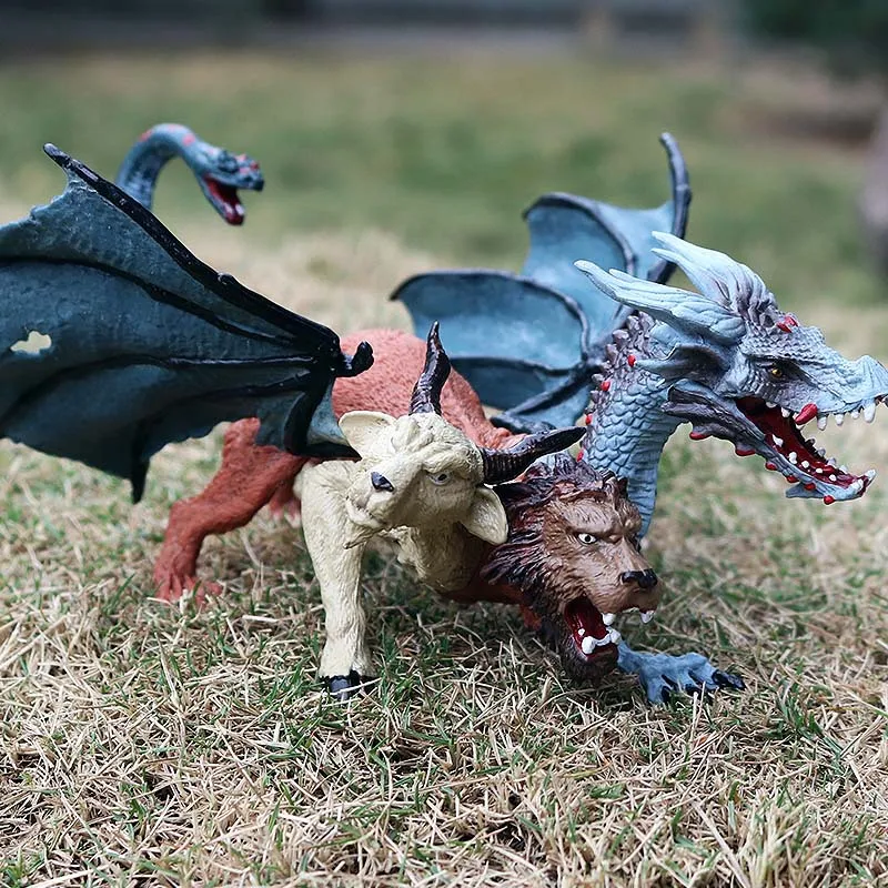 Naujas Modeliavimo Dinozaurų Modelis Warcraft Dragon Chimera Žvėris trigalvis Drakonas PVC Lėlės vaikams Kolekcija Žaislai, Dovanos