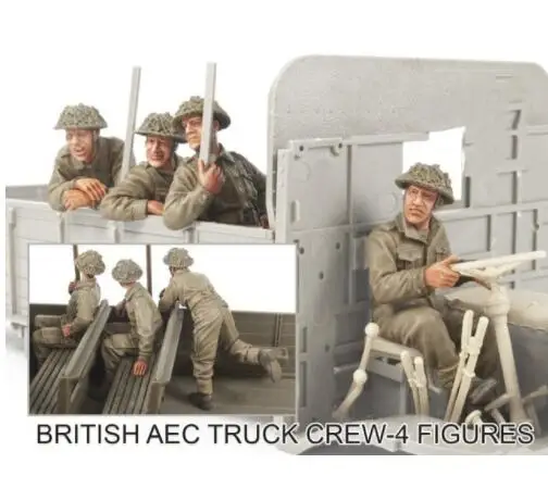 Naujas Nesurinkti 1/35 Britų AEC Sunkvežimių Įgula - 4 skaičiai Dervų Rinkinys 