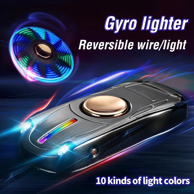 Naujo Automobilio Modelio Piršto Gyro Lengvesni USB Įkrovimo Elektroninių Cigarečių Degiklio Vėjo Turbo Vertus Suktuko Žiebtuvėlis Su Lightin