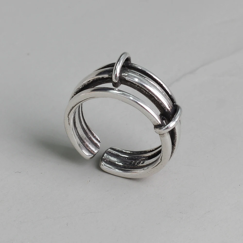 Nekilnojamojo 925 sterlingas sidabro žiedai moterims derliaus interweave linija Madinga fine Jewelry Didelio Aukščio Antikvariniai Žiedai Anillos