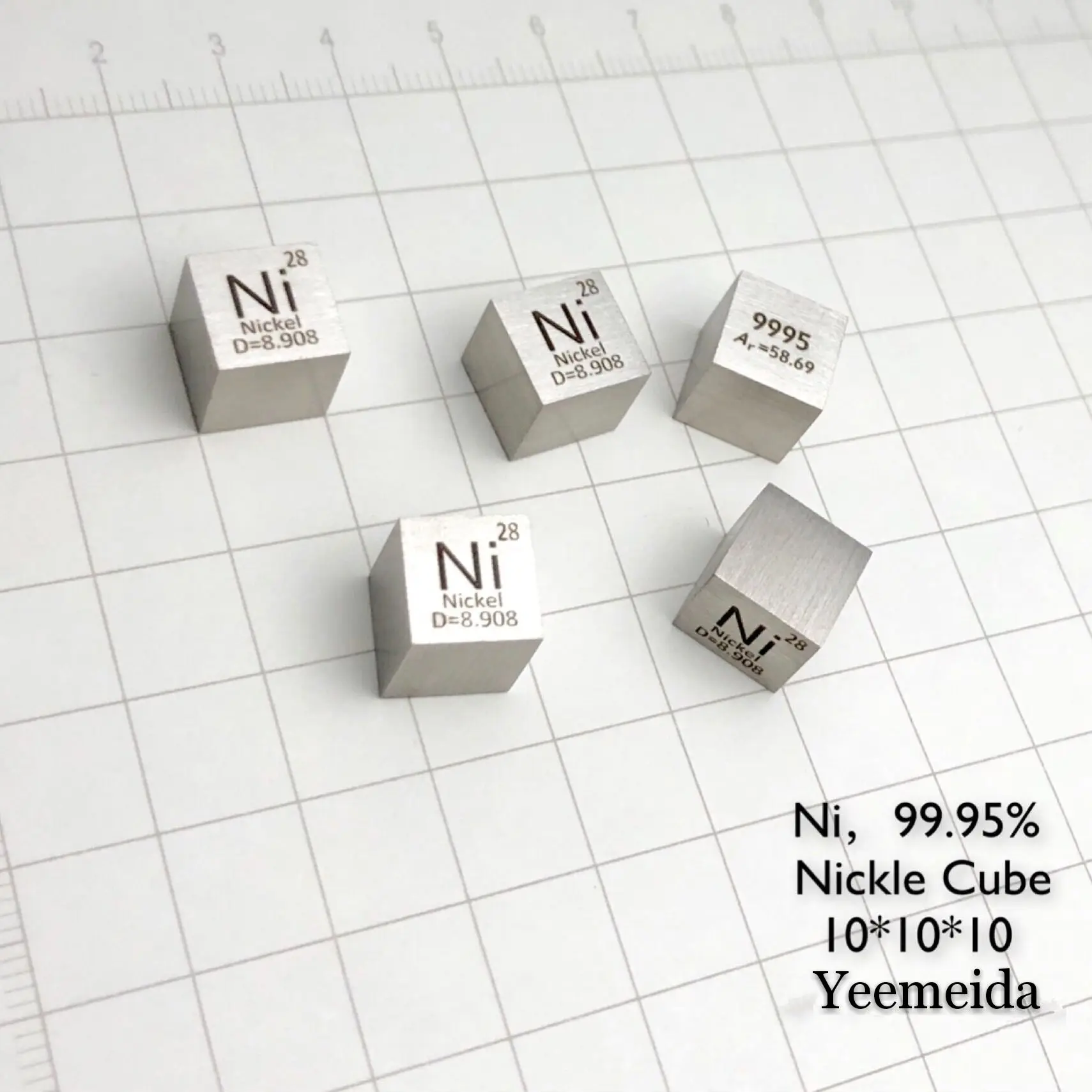 Nemokamas pristatymas 5vnt & 10vnt 99.95% grynumo Ni raižyti elementų periodinės lentelės 10mm kubas su 8.95 g Nikelio luito / paletėje / blokuoti