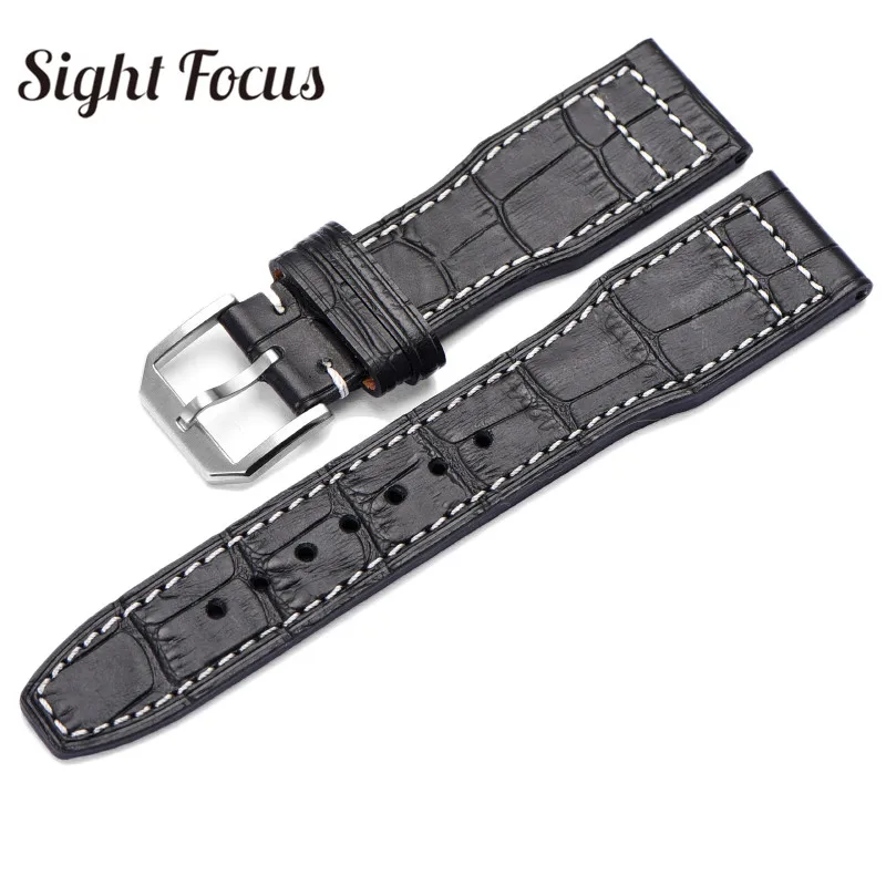Nubuck Leather Strap for IWC Big Pilot Watch Band Brown Black 22mm Crazy Horse Cowhide Leather Bracelet Mark Wristband Men Belt