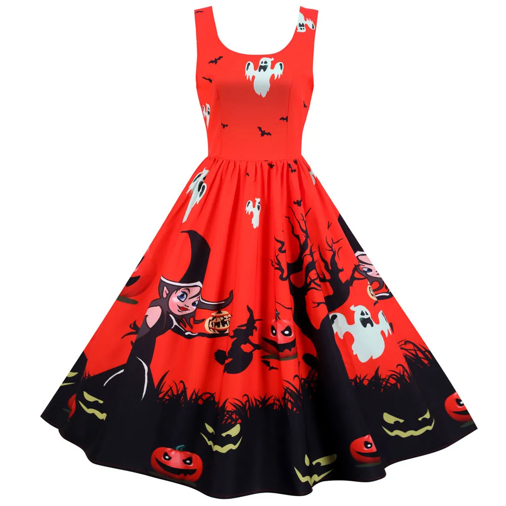 Plus Size Ragana Dress Helovinas Kaukolė Nėrinių Juosmens žemyn Suknelė be Rankovių Viduramžių Suknelės Vestidos Rudenį Suknelė Moterims raudona
