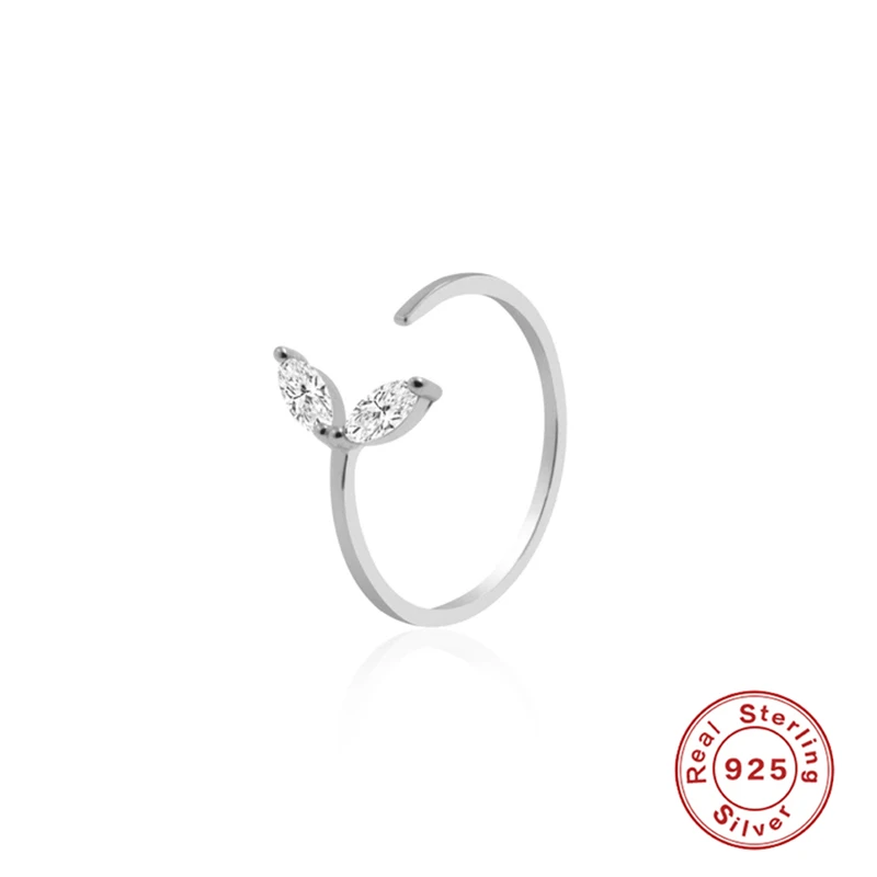ROXI Paprastas Gėlių Lapų Star Cirkono Kristalai Atidaryti Moterų Žiedai Moterims Augalų 925 Sterlingas Sidabro Piršto Žiedą Bague Papuošalai
