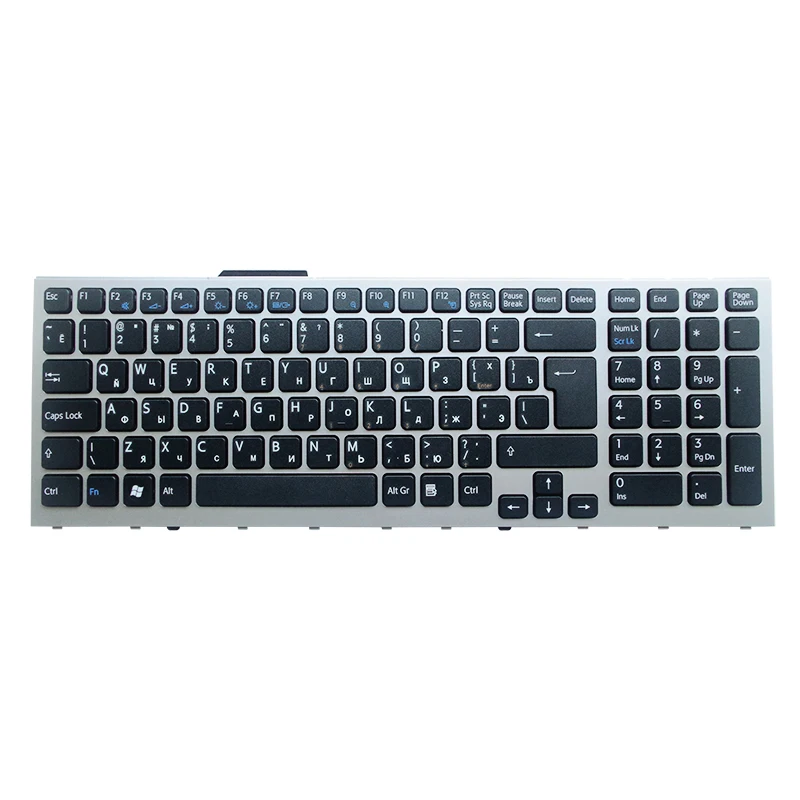Rusijos nešiojamojo kompiuterio klaviatūra SONY Vaio PKG-81113L PKG-81112M 81113M 81212M 81213M VPC-F VPC-F11 VPC-F119 F11 F138 sidabro Naujas
