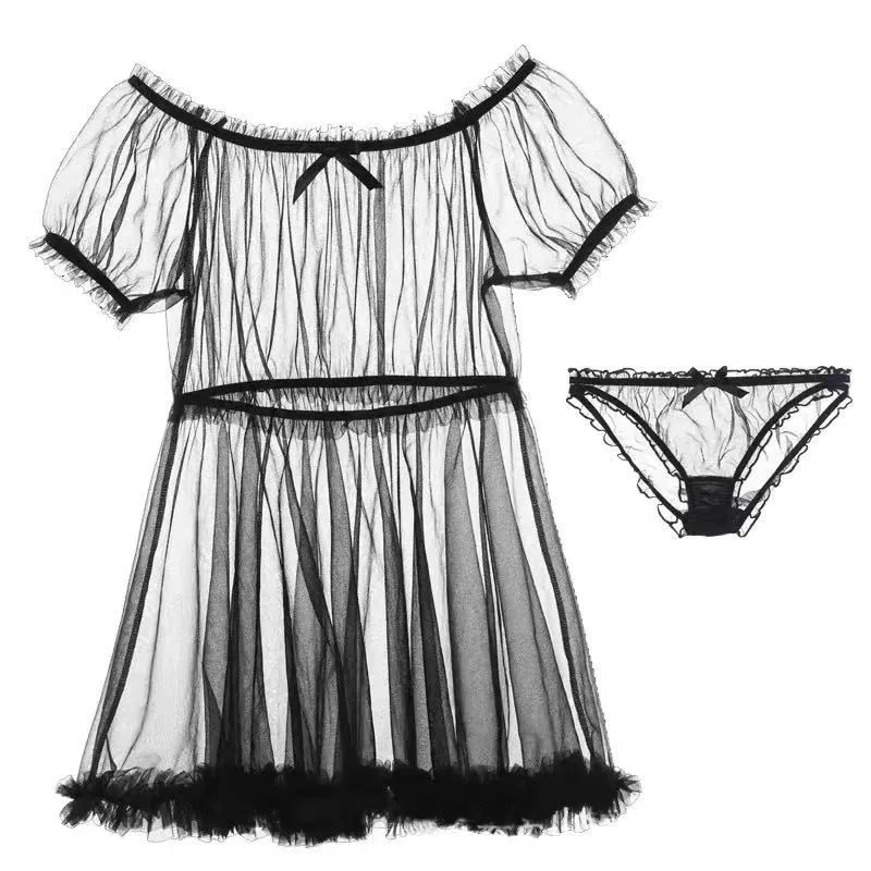 Seksualus apatinis Trikotažas White Night Dress Perspektyvą Iš Nėrinių Sleepwear Moterų Pagundai Moterų Pižamą naktiniai drabužiai Miega Suknelė