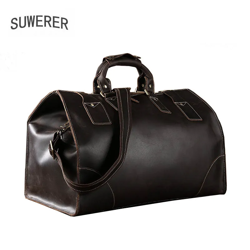 SUWERER Naujus natūralios Odos krepšys Vyrų maišelį didelės talpos kelioninis krepšys odos pečių maišą nešiojamų kelionės krepšys vyrų, didelis krepšys