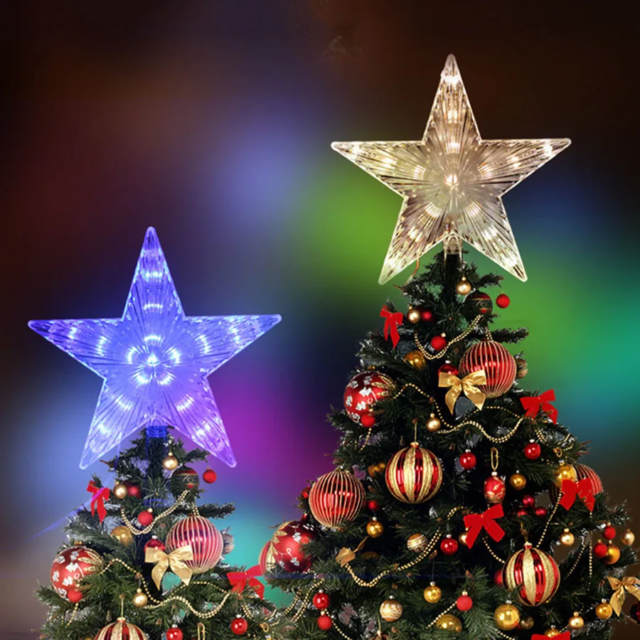 Thrisdar Christmas Tree Top Star Pasakų String Žiburiai Kalėdų Žvaigždė LED Girliandą Šviesos Vestuves Sodo Dekoro Atostogų