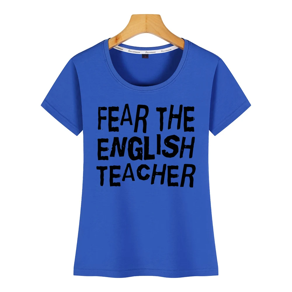 Topai Marškinėliai Moterims juokinga anglų kalbos mokytoja Atsitiktinis Juoda Medvilnės Moterų Marškinėlius