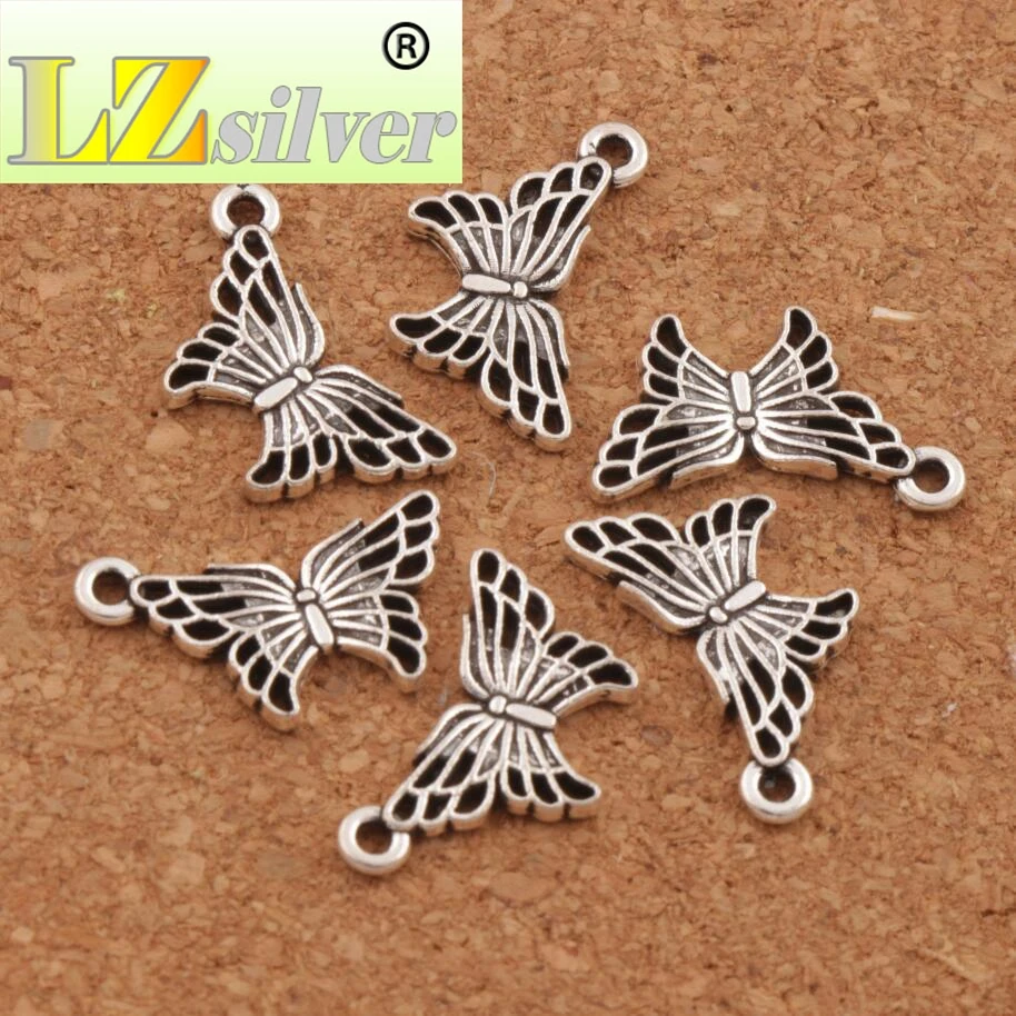 Tuščiaviduriai Papilio Butterfly Žavesio Karoliukai 11x17.5mm 400PCS cinko lydinys Pakabučiai Papuošalai 