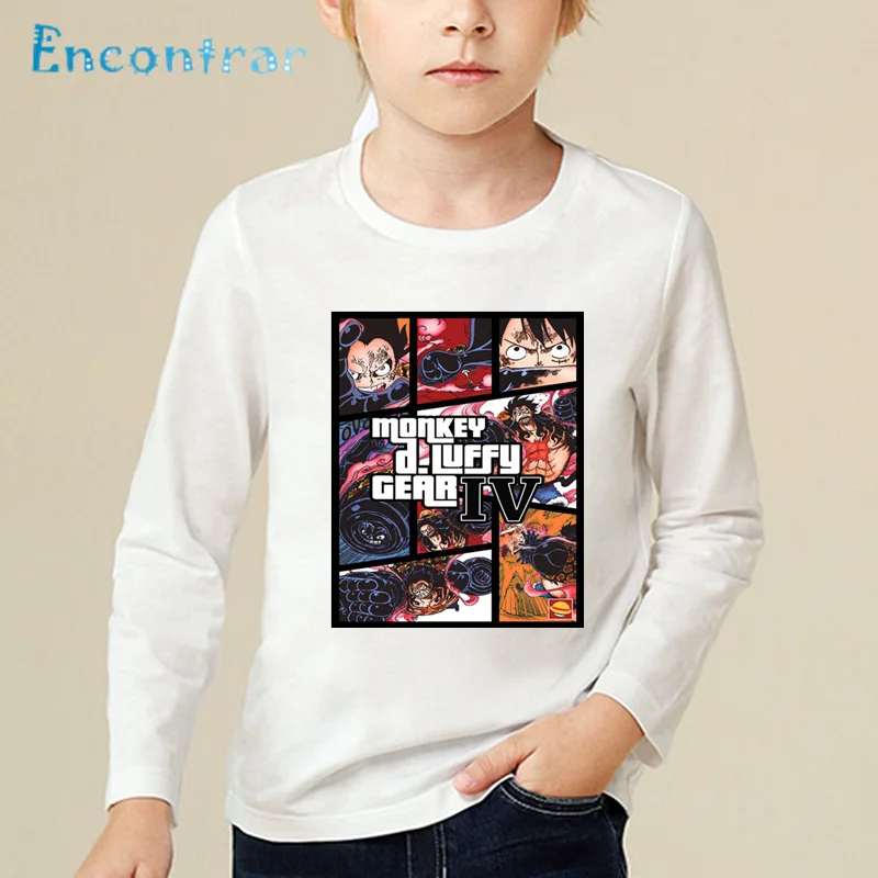 Vaikai Anime One Piece Spausdinti Juokingi marškinėliai Berniukams ir Mergaitėms Animacinių filmų Luffy&Chopper Dizainas, Stalviršiai, Vaikų Long Sleeve T-shirt,LKP4391