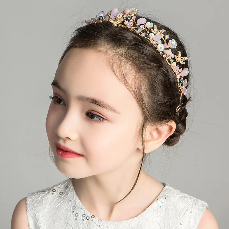 Vaikų galvos apdangalai galvos gėlių vainiką kaspinai merginos plaukų aksesuarai princesė merginos pearl lankelis veiklos