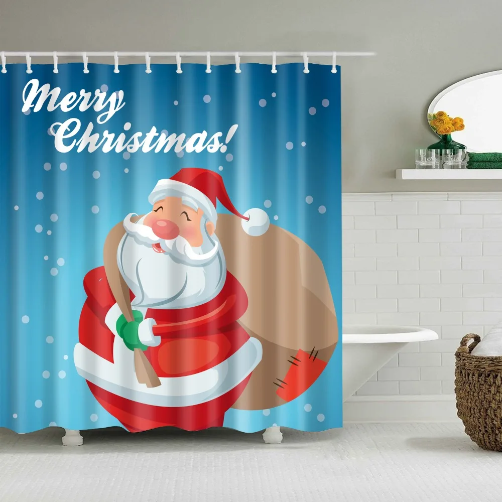 Šiaurės Stiliaus Santa Claus Ir Kalėdų Elnias Linksmų Kalėdų Dušo Užuolaidos Vonios Užuolaidų Frabic Mildewproof Vandeniui Užuolaidų
