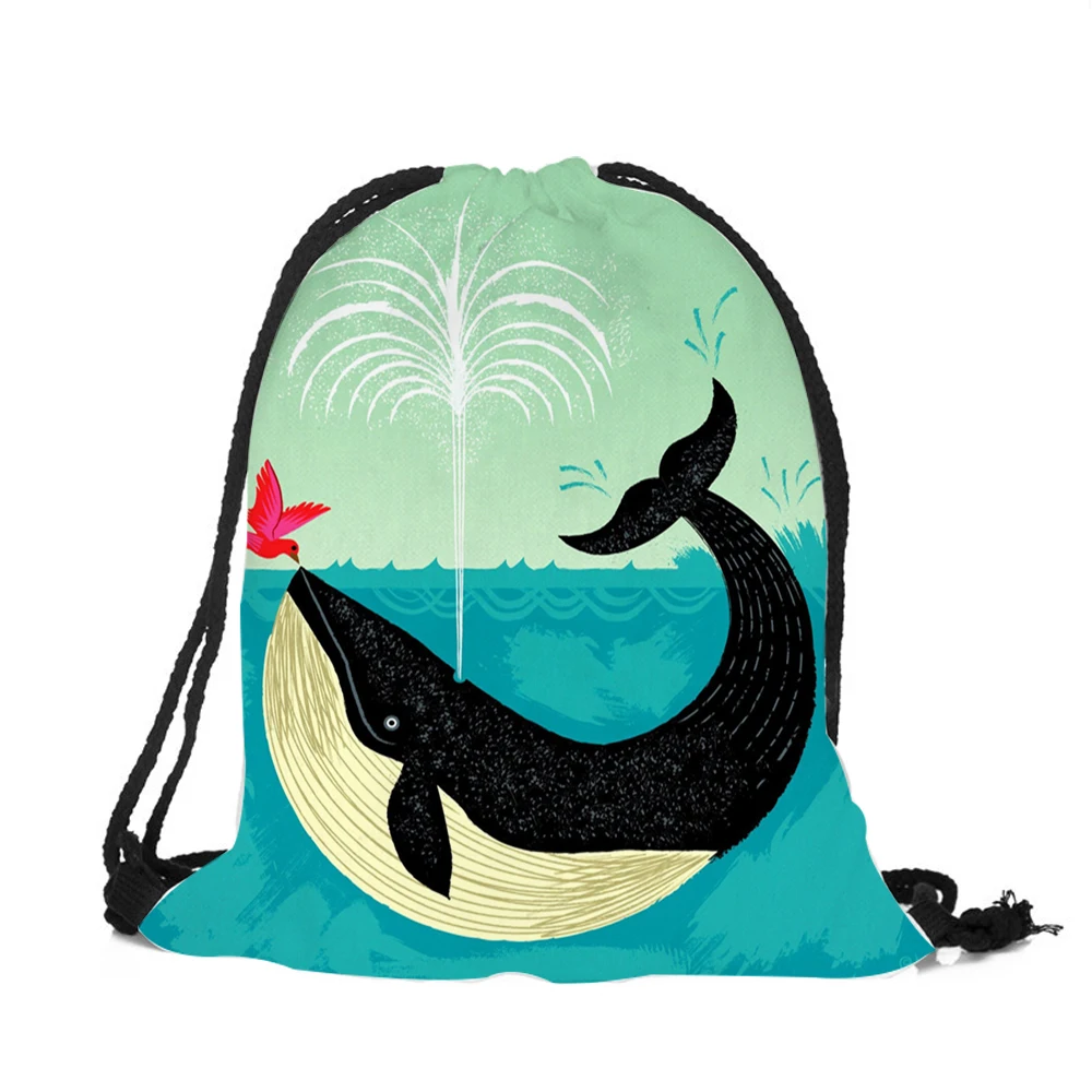 Švarus vandenyno stiliaus Raišteliu Poliesterio maišai Povandeninio kraštovaizdžio jūrų gyvūnų banginis studentų Pečių Krepšiai, Lauko Kuprinės