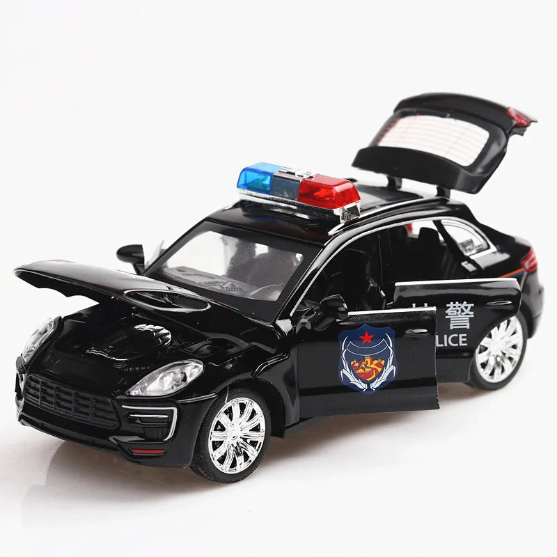 1:32 Macan policijos fejerverkų automobilių Diecasts & Žaislinės Transporto priemonės Automobilio Modelį Su Garso ir Šviesos Žaislai Berniukas Vaikams Dovanų brinquedos