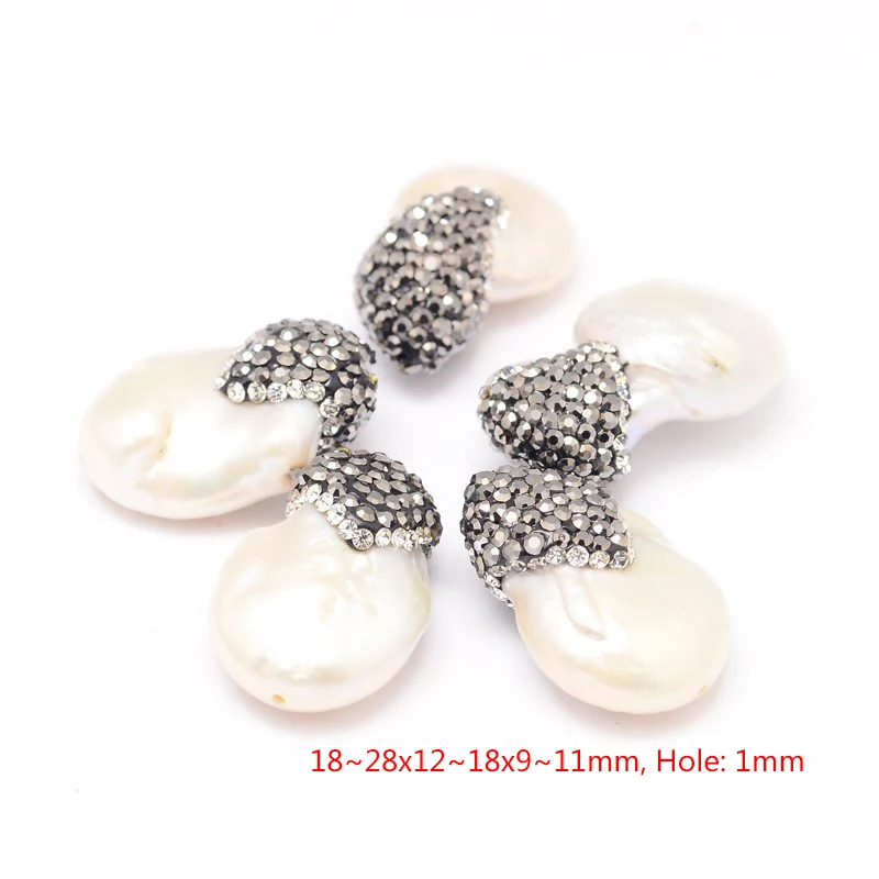 10vnt Shell Perlai, Karoliukai su Polimero Molis Cirkonio Plokščias Ovalios Grynuoliai 