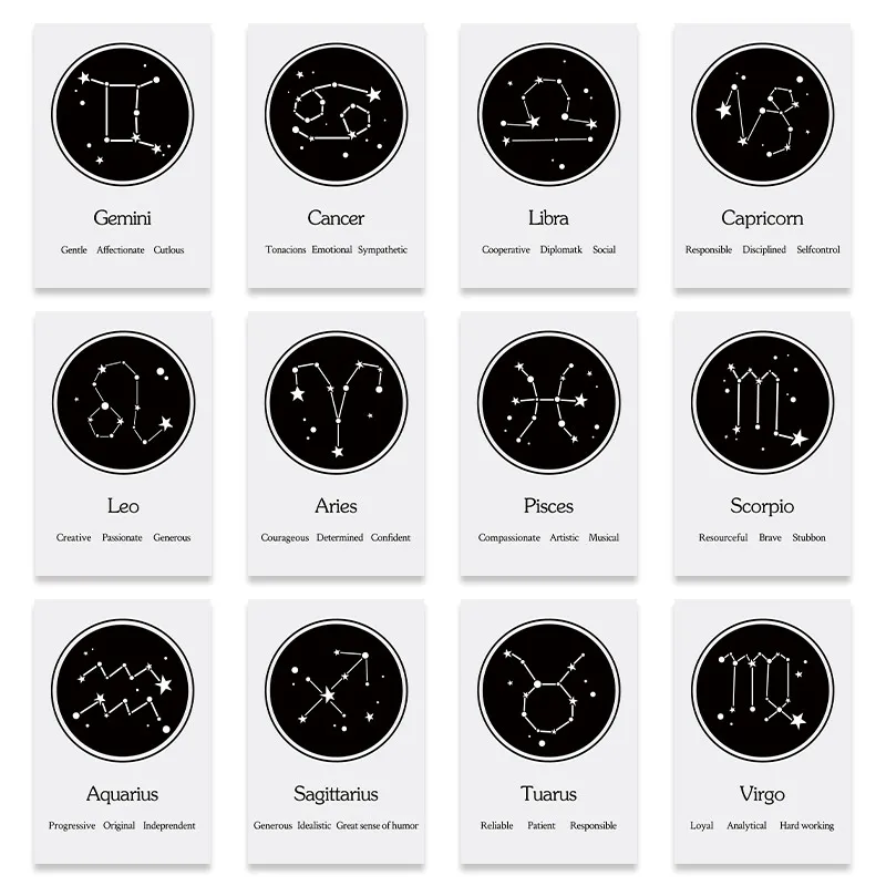 12 Požymių, Tapybos Sienos Paveiksl 12 Žvaigždynas Drobės Plakatas Horoskopas Sienų Tapyba, Miegamojo Kambarį, Namų Dekoro