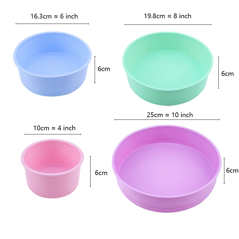 2/4pcs Atsitiktinės spalvos, Apvalios Formos Pyragas Silikono Formos Virtuvės Bakeware Torto Įrankius, 