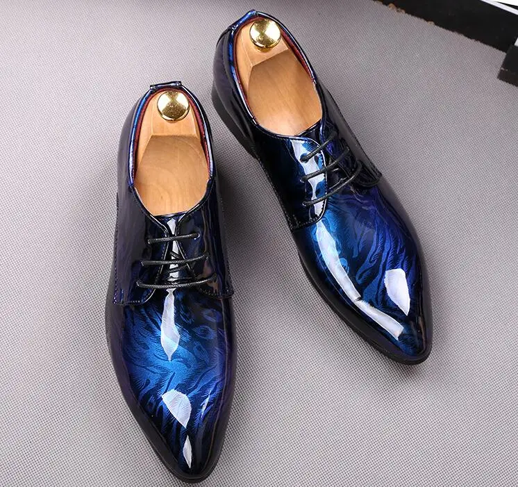 2019 Vyrų prabangos prekės ženklo Dizaineris blizgesį spausdinimo butai, batai džentelmenas oxfords Homecoming Vyrų Vestuvių prom Batai zapatos hombre