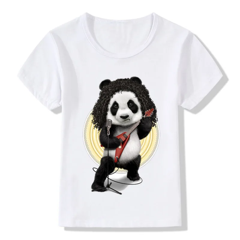2020 m. Vaikų Kietas Rokeris Panda Print Juokingi marškinėliai Berniukams ir Mergaitėms Vasaros Atsitiktinis marškinėliai Vaikams Viršūnes vaikiški Drabužiai