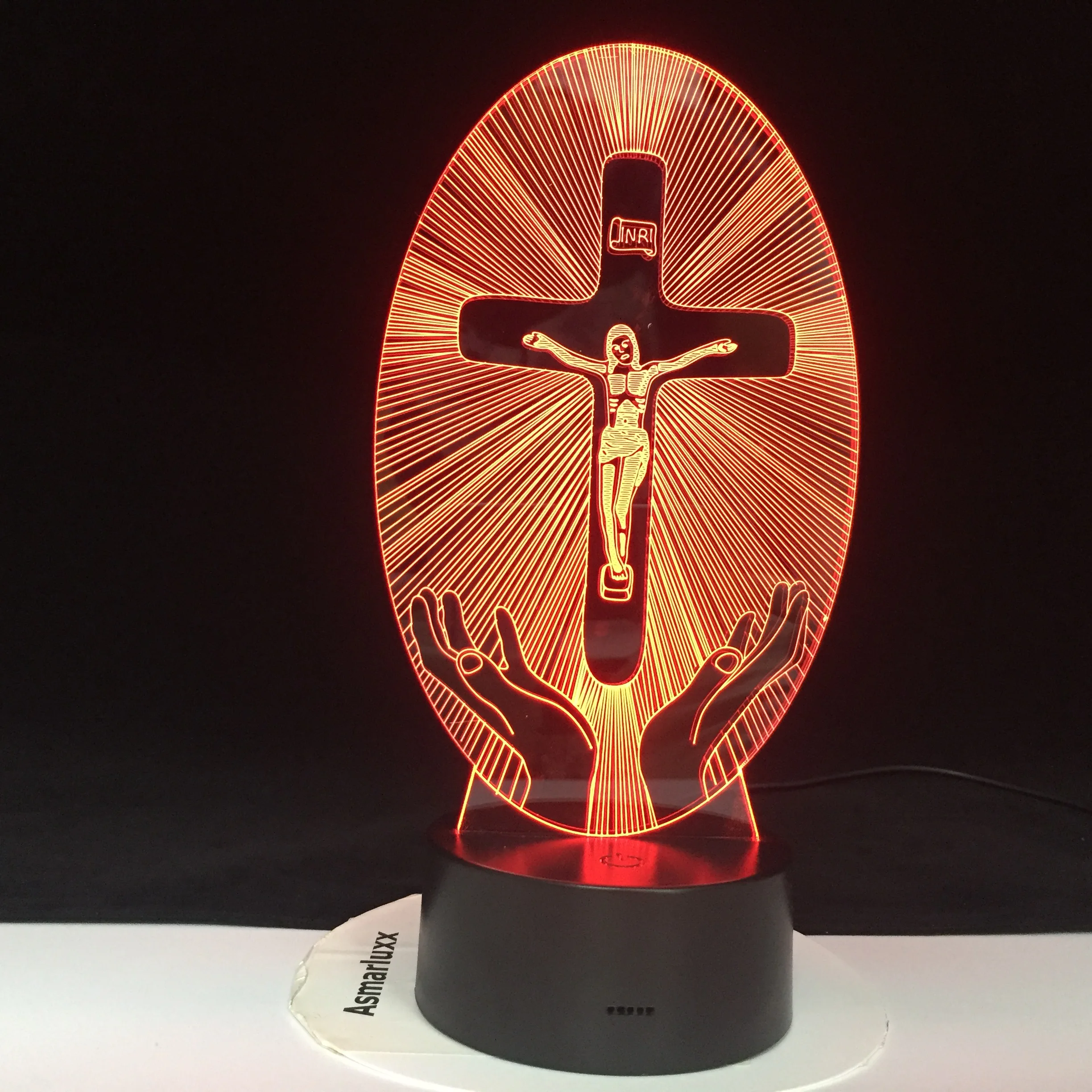 3D-4607 3D Krikščionybė LED Nakties Šviesos Jėzus Stotis Religijos Kryžiaus Vizualizacijos 16 Spalvinga Krikščionys 3D LED Lempos