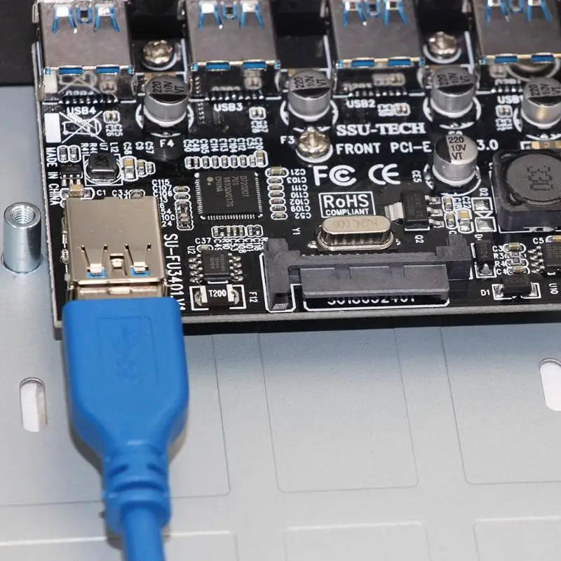 4 Port USB 3.0 Priekinis Skydelis Combo Laikiklis USB3.0 Hub PCIE Adapteris su USB 3.0 hub konverteris KOMPIUTERIO Darbalaukį