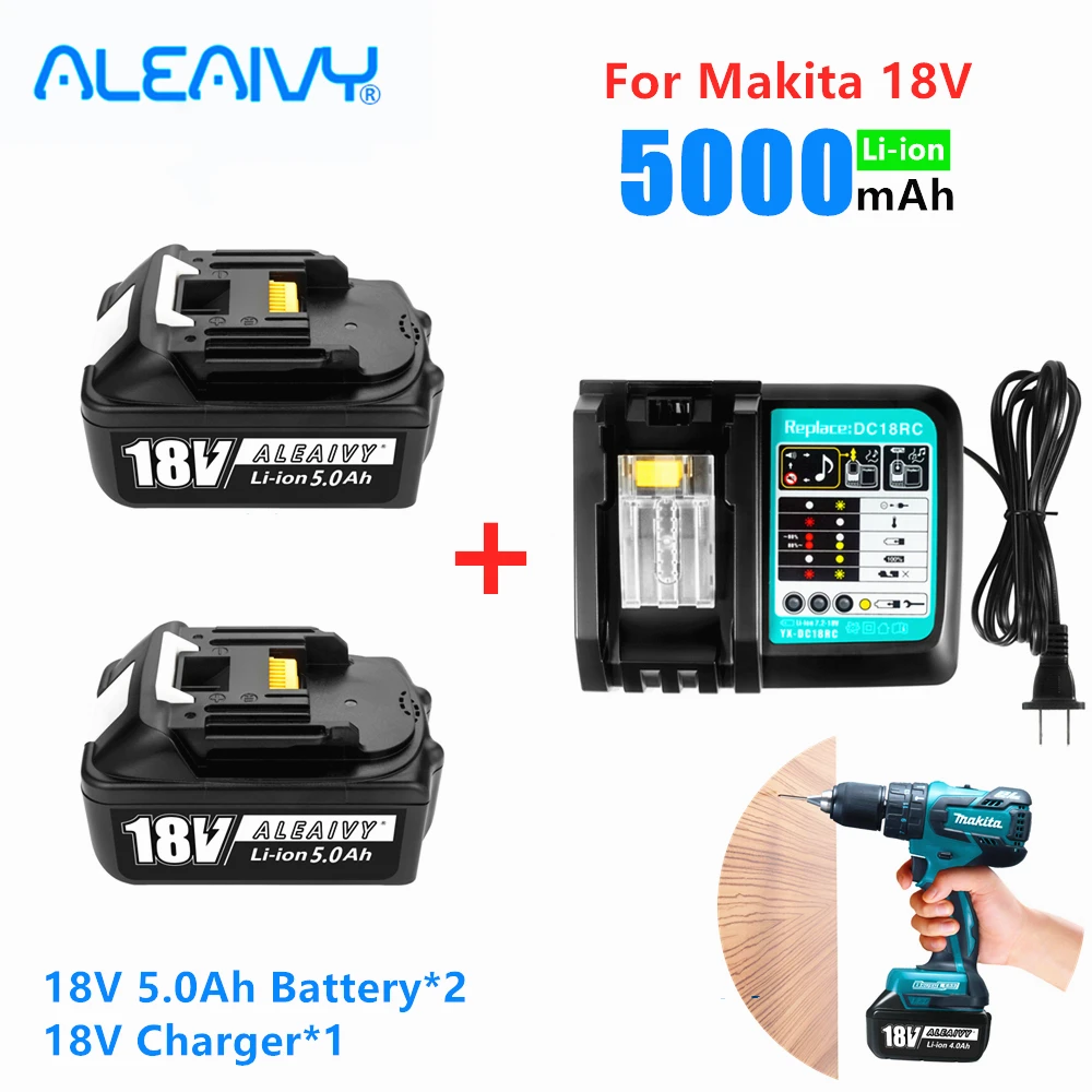 Aleaivy 18V 5.0 Ah Li-ion akumuliatorius Makita įrankio 18 v Baterijų BL1840 BL1850 BL1830 BL1860B LXT 400