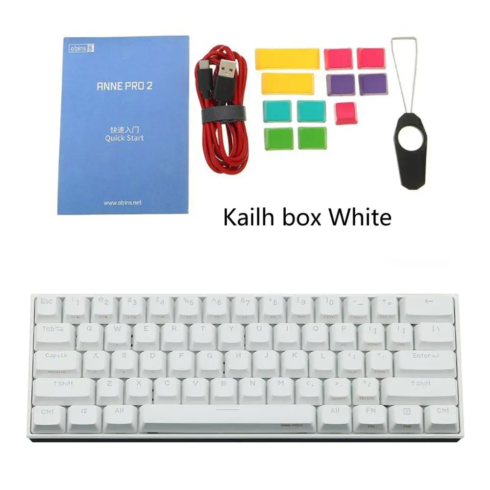 ANNE Pro2 Mini Nešiojamą Bevielį bluetooth 60% Baltos spalvos Mechaninė Klaviatūra, Balta Jungiklis Žaidimų Klaviatūra Nuimamas Kabelis Kailh