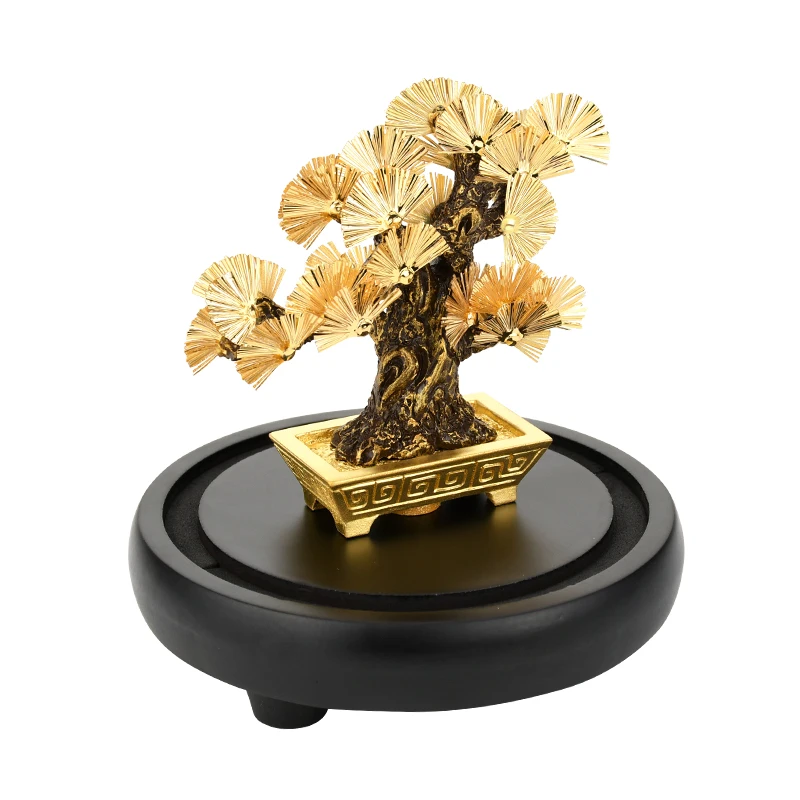 Aukso Folija Pušies Medžio Ornamentais, Statulos, skulptūros, 24k Aukso Lapų Rankų darbo Amatų Pasisekė turto Vyno kabineto puošmena Namų Dekoro