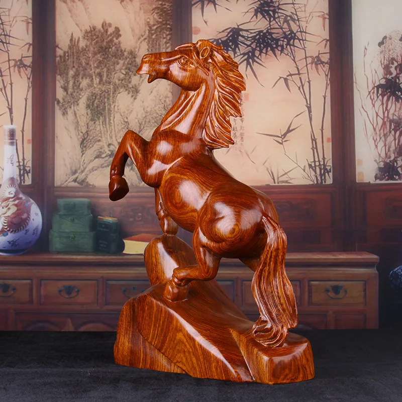 Aukštos klasės medžio masyvo arklio skulptūra, statula，Šiuolaikinio meno gyvūnų skulptūros，Namų dekoro priedai，Namų Puošybai，verslo dovana