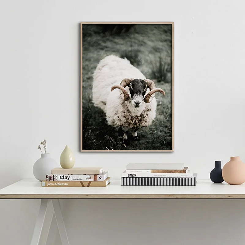 Avių Turėti Laukinių Gyvūnų, Sienos Plakatas Šiaurės Gamtos Peizažas Spausdinti Skandinavijos Drobės Tapybai Šiuolaikinio Meno Namų Puošybai Nuotrauką