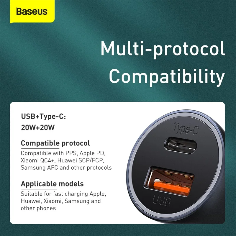 Baseus PD 20W USB Automobilinis Įkroviklis Greitai Įkrauti 4.0 KK 4.0 3.0 USBC C Tipo Greito Įkrovimo Kroviklis, Skirtas 