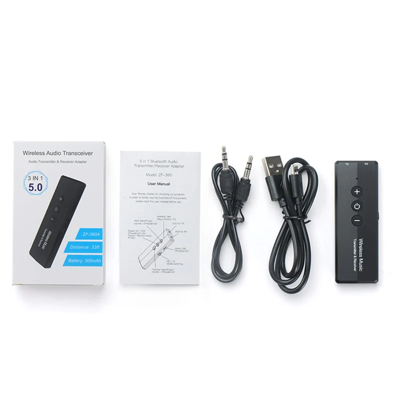 Bluetooth 5.0 Siųstuvas ir Imtuvas Belaidžio ryšio Adapteris, Stereo Audio 3.5 mm Aux Lizdas Adapteriai TV Automobilinio Rinkinio su Valdymo Mygtukas