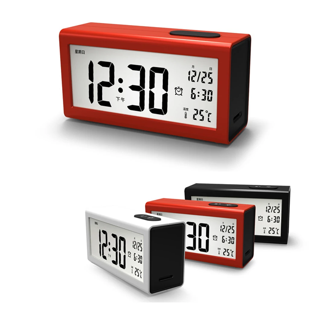Elektroninis Laikrodis LED Skaitmeninis LCD Laikrodis Atidėjimo su Baltu Atgal Šviesos Rodyti Laiką, Datą, Termometras ir Kalendoriaus Namų