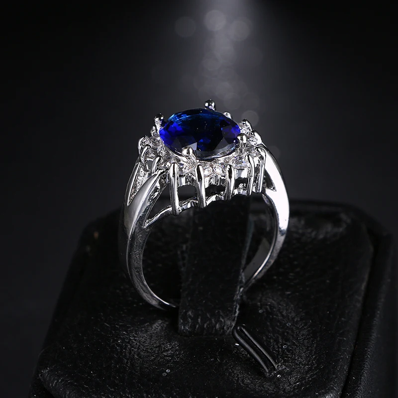 Emmaya Princess Blue Crystal Vestuvinis Žiedas Mados Vestuvių Papuošalai Lady Aukštos Kokybės Cirkonis Žiedas Šaliai, Papuošalai G