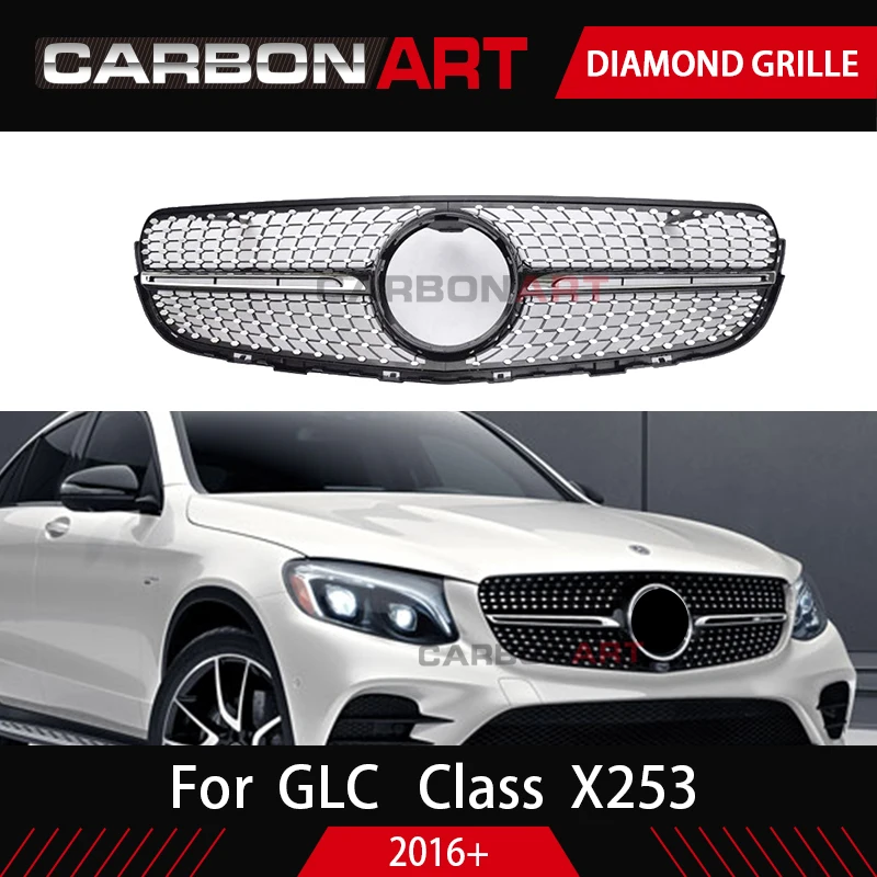 GLC X253 diamond grotelės, Automobilių benz Priekinės Grotelės už MB GLC klasės X253 Silver Chrome 