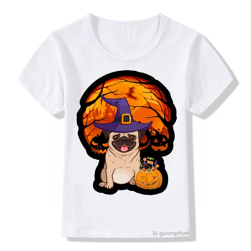 Helovinas juokingas šuo ir moliūgų animaciją, modelis t-shirt Helovinas dovana marškinėliai berniukams ir mergaitėms Vasaros atsitiktinis marškinėlius vaikai krešulys