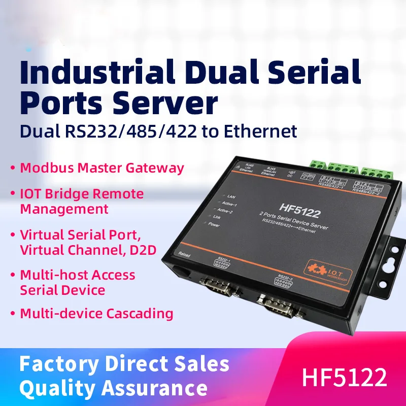 HF5122 RJ45 RS232/485/422 Serijos Ethernet Nemokamai RTOS Serijos 2 Uosto Perdavimo Keitiklis Serijos Serverio（lygi 2vnt HF5111B）